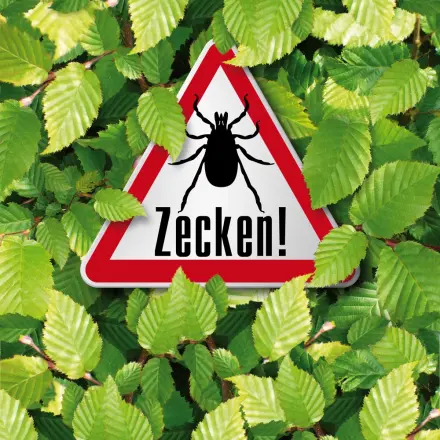 Warnschild mit Zecke